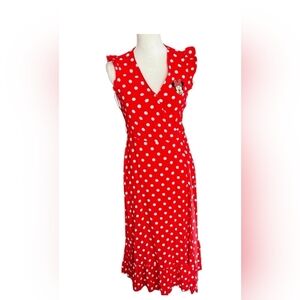 Disney Minnie Mouse Polka Dot Midi-Wrap Dress,Adjustable ties at waist. Small